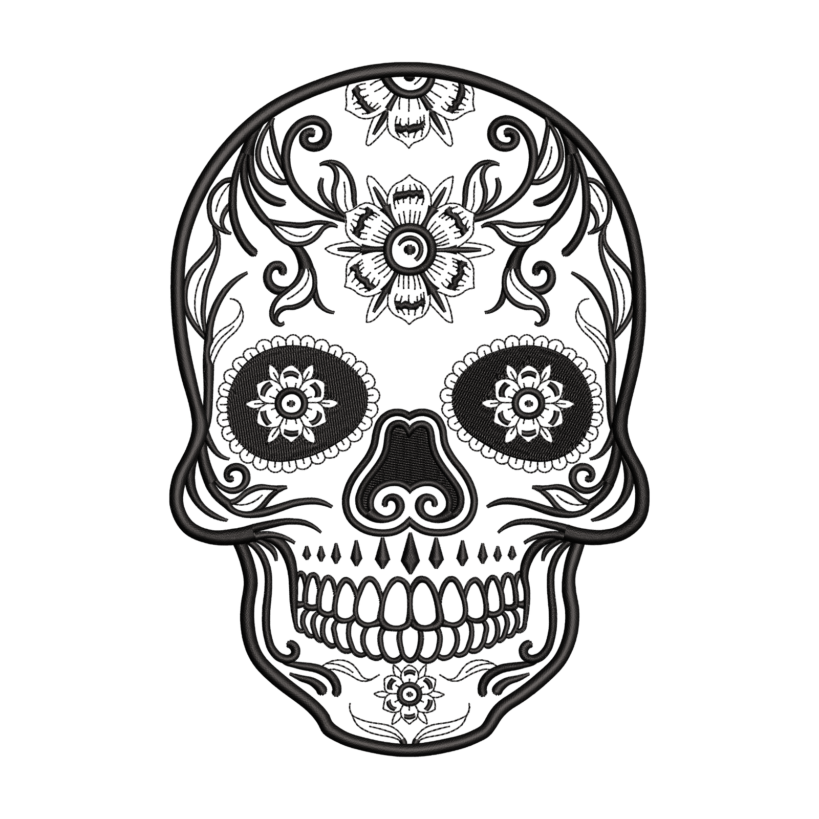 1 Black and White Sugar Skull - Image 1