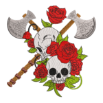 Skull and Roses with Crossed Axes