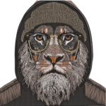 Hipster Lion with Glasses and Beanie