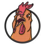 Rooster Head Circle Badge