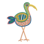 Colorful Folk Art Crane Bird