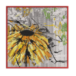 Abstract Sunflower on Grey Red Framed
