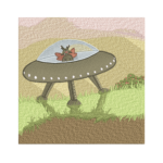 Alien UFO Landed on Grass Field