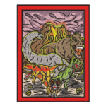 Dinosaur Pack Volcano Scene Framed