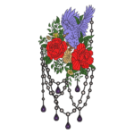 Blue Bird and Roses with Pearls
