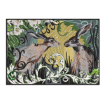 Two Hares Under Golden Moon Framed