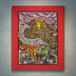 Dinosaur Pack Volcano Scene Framed - Image 2