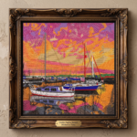 Sailboats at Sunset Harbor Framed - Image 2