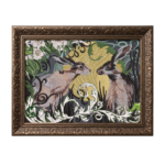 Two Hares Under Golden Moon Framed - Image 2