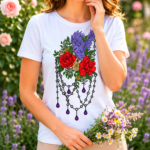 Blue Bird and Roses with Pearls - Image 2