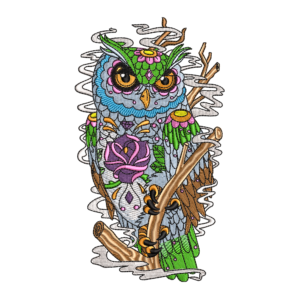 Sugar Skull Owl with Rose